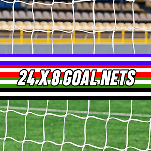 Striped Football Nets 24ft x 8ft Replacement Full Size Football Goal Nets