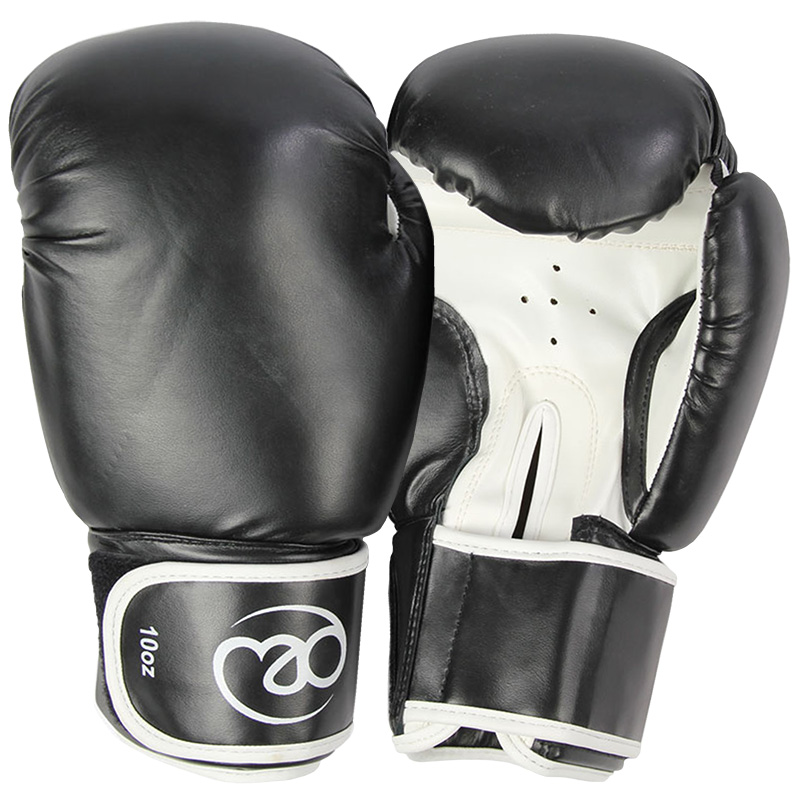 Boxing-Mad Synthetic Leather Sparring Gloves 10 Oz Black/White