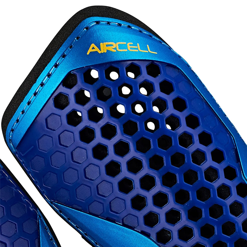 NEW Aircell Carbon Slip Football Shin Pad Medium Blue Lightweight Guard UK STOCK 