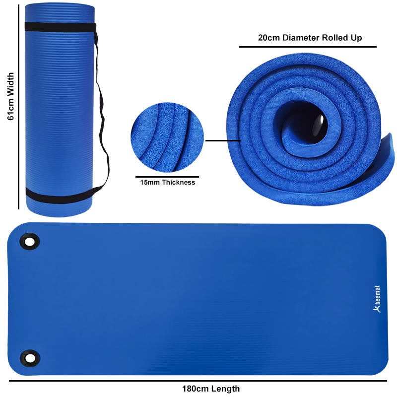 Beemat Premium Exercise Mat with Eyelets 1.8m