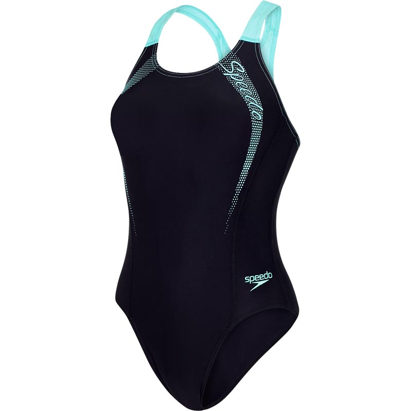 Speedo Sports Logo Medalist Swimsuit Black/Spearmint