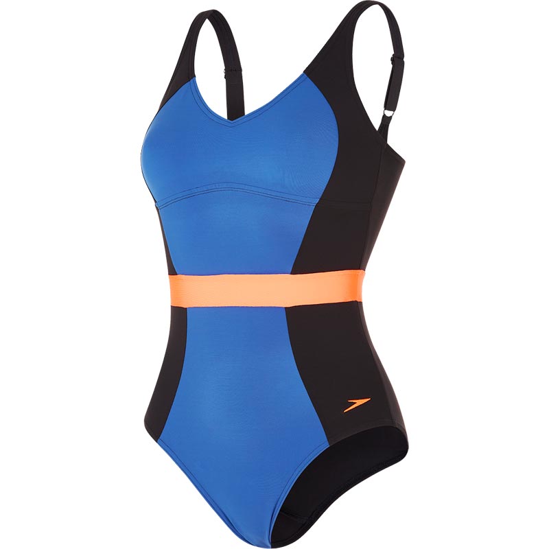 Speedo Sculpture Crystalgleam Swimsuit Black/Ultramarine/Fluo Orange