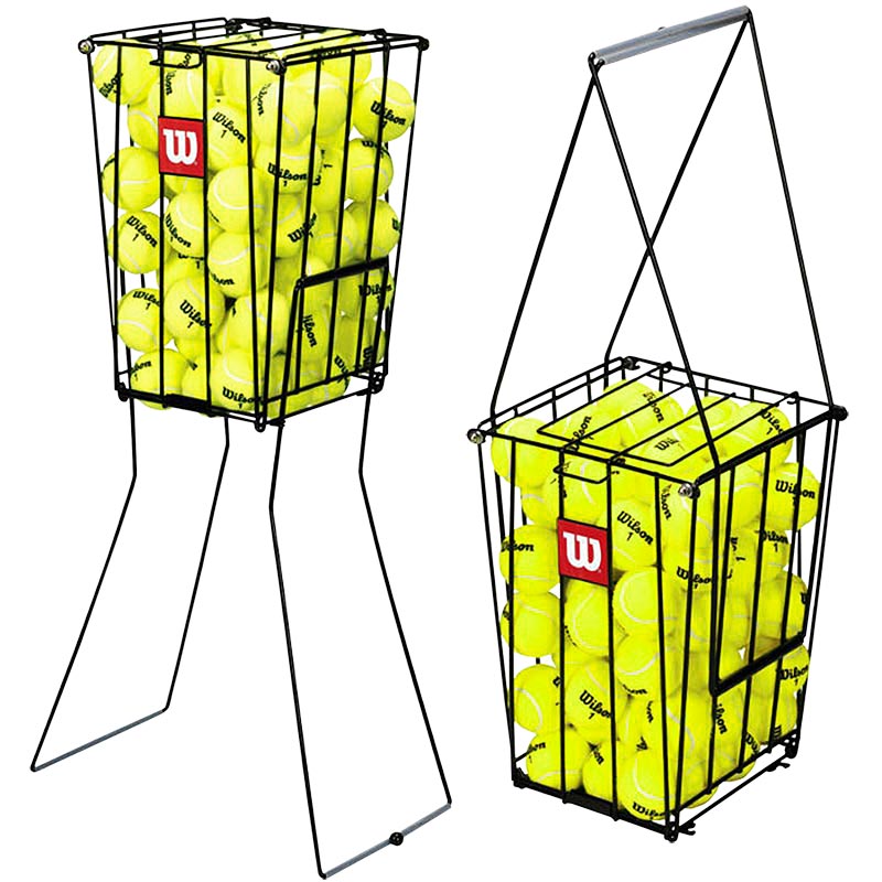 Wilson Tennis Ball Pick Up Hopper Training Aid Portable 75 Balls Metal Stand for sale online 