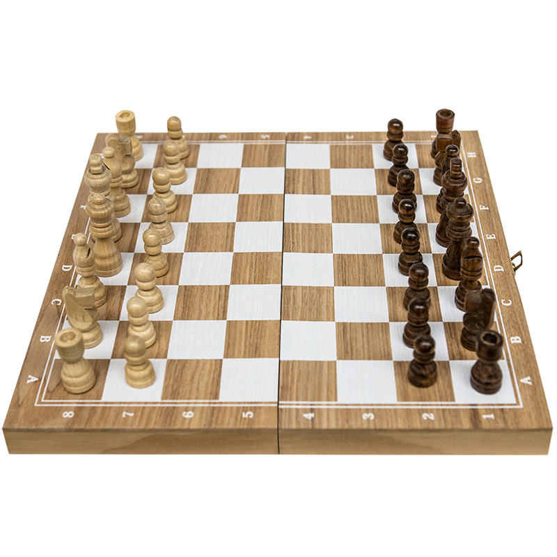 Pine Wood Foldable Chess Set