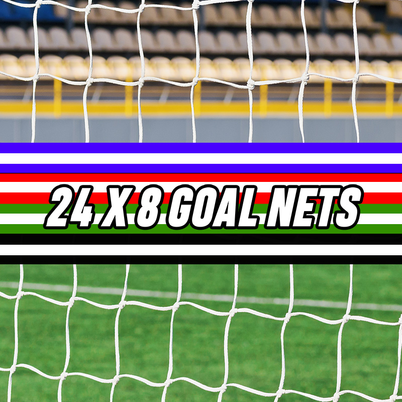 Two-Colour Football Nets 24ft x 8ft Replacement Full Size Football Goal Nets
