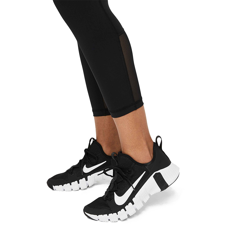 Nike Womens Mid-Rise Cropped Mesh Panel Leggings 